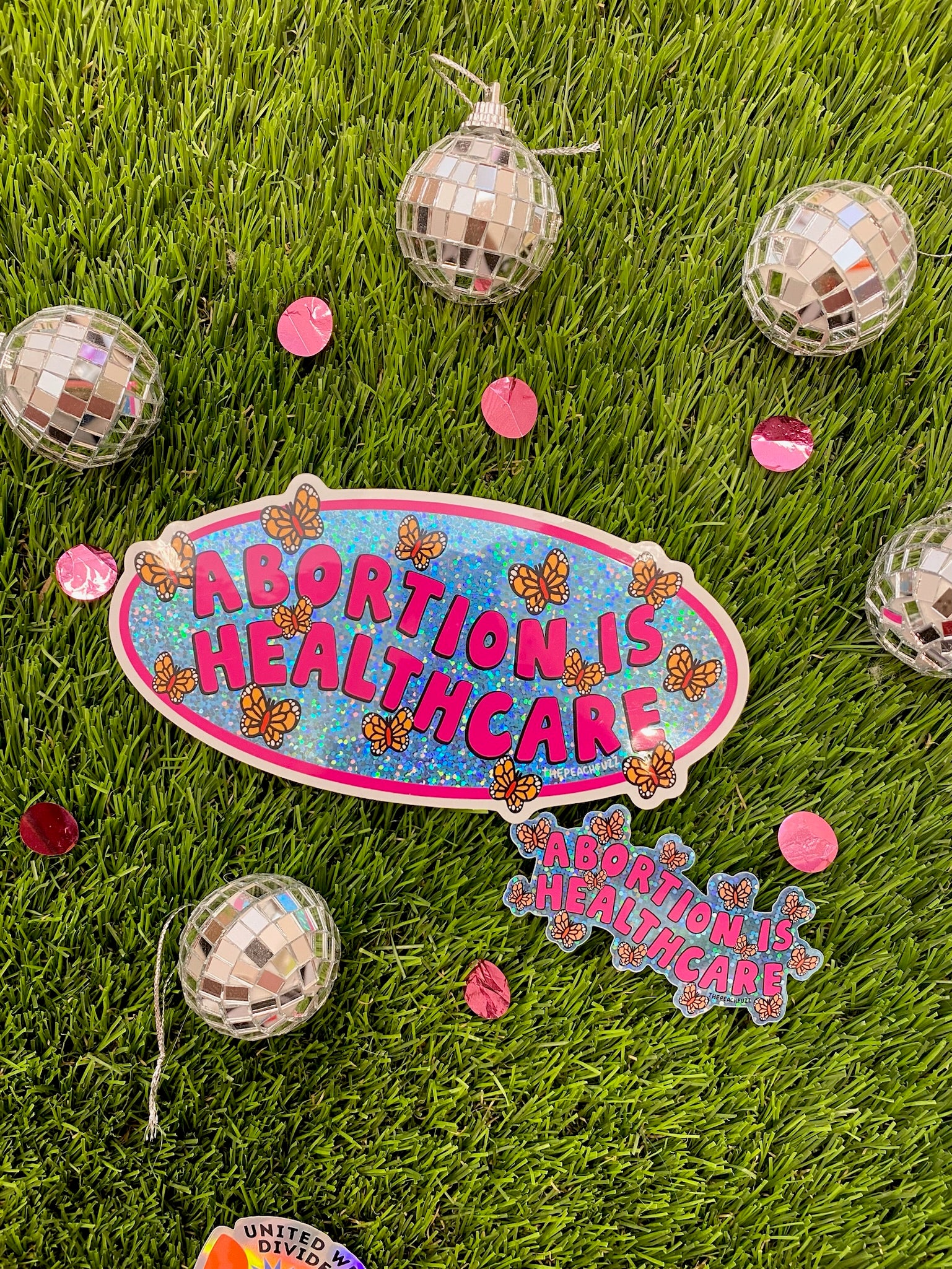 Abortion Is Healthcare Glitter Bumper Sticker - Image 3