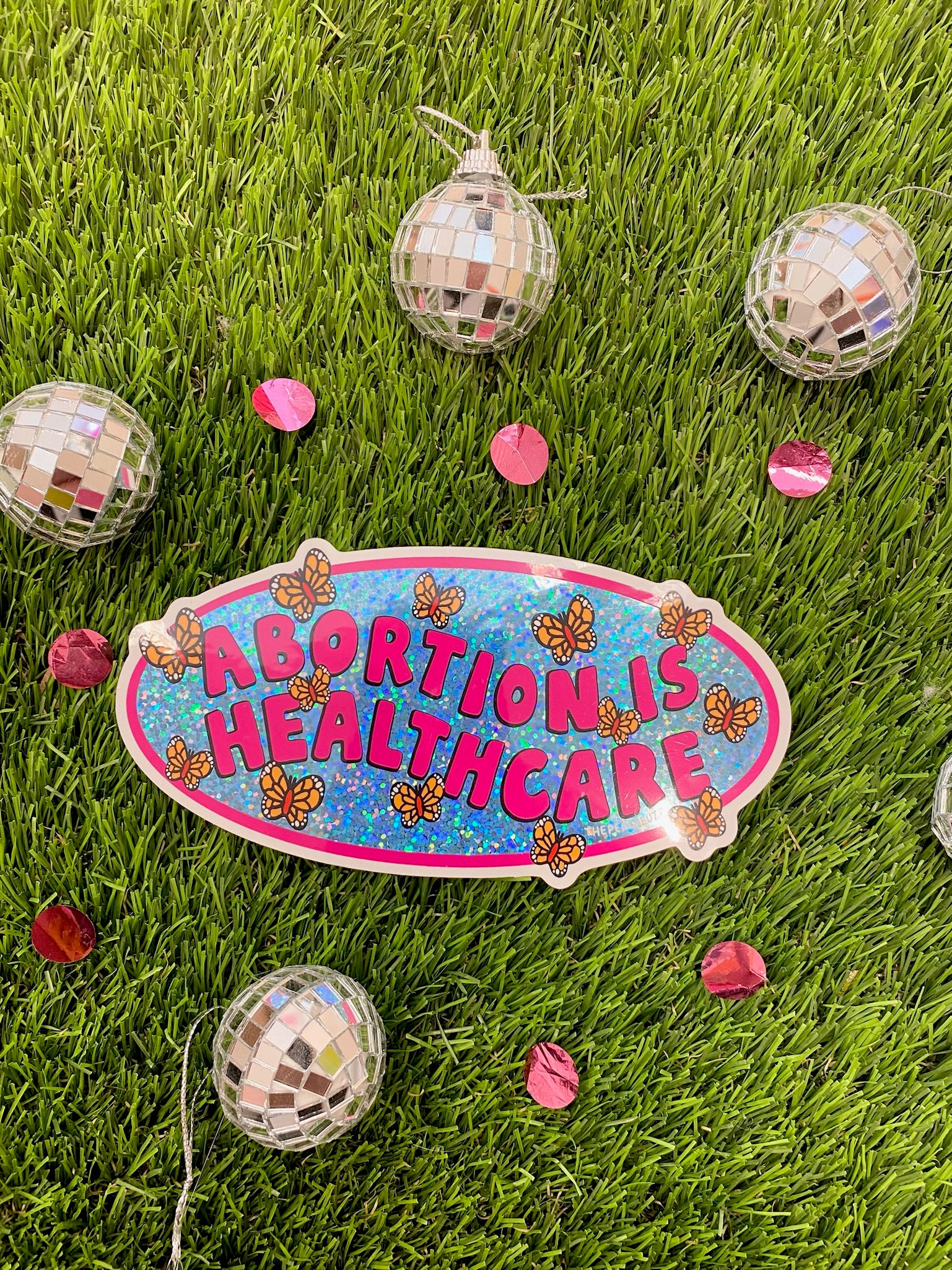 Abortion Is Healthcare Glitter Bumper Sticker - Image 4