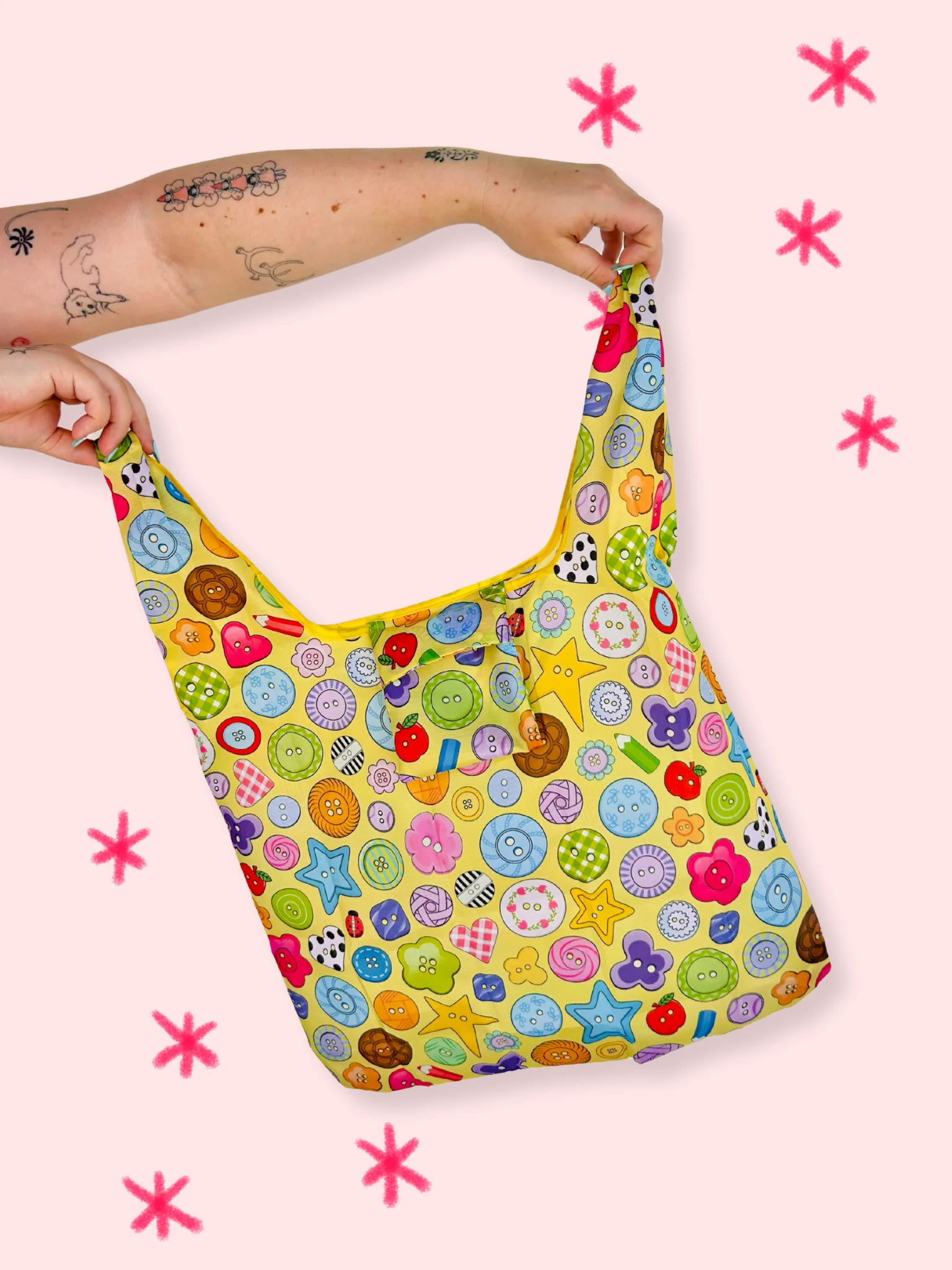 Cute As A Button Folding Shopper Tote - Image 4