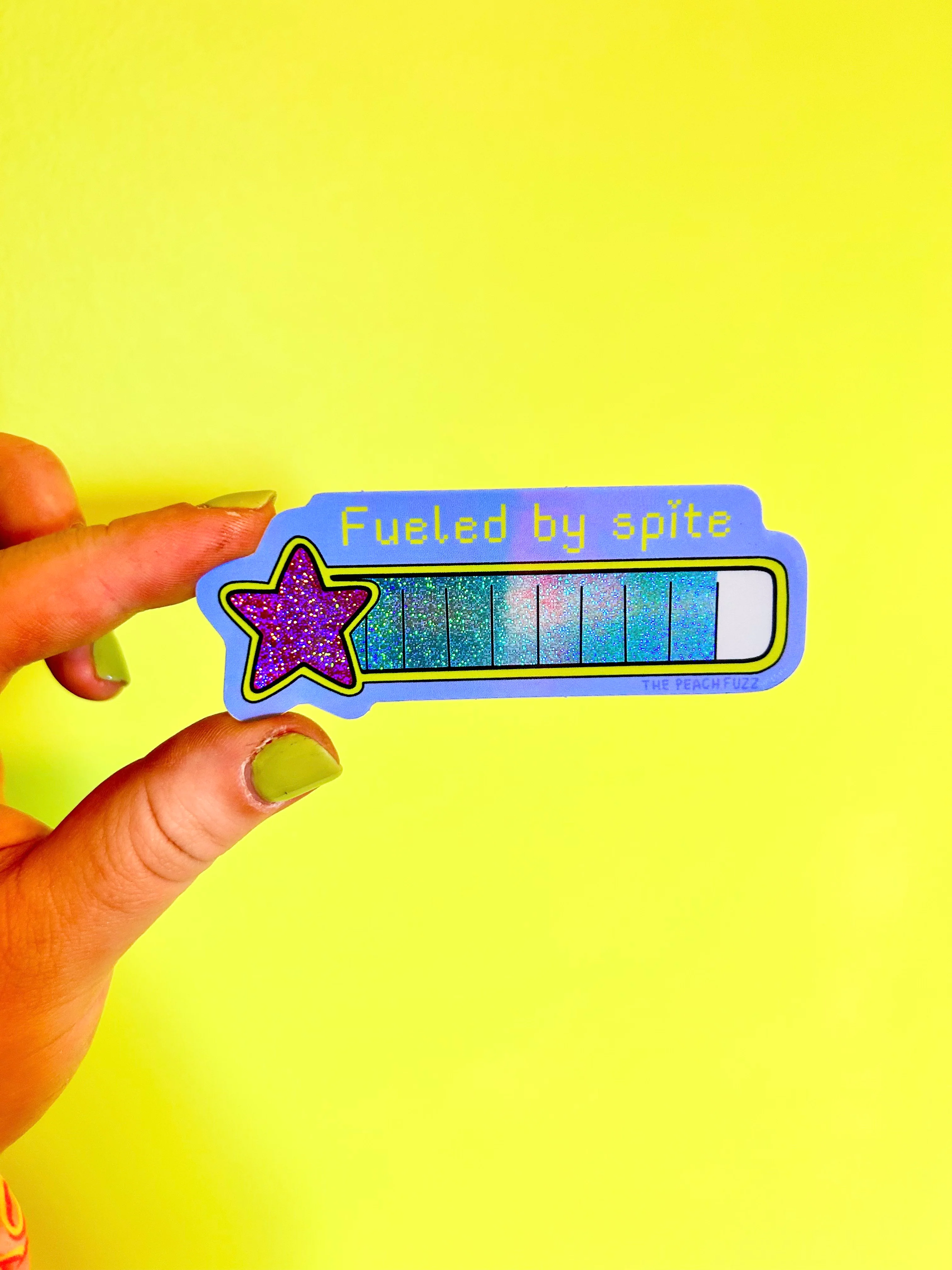 Fueled By Spite Glitter Sticker - Image 4