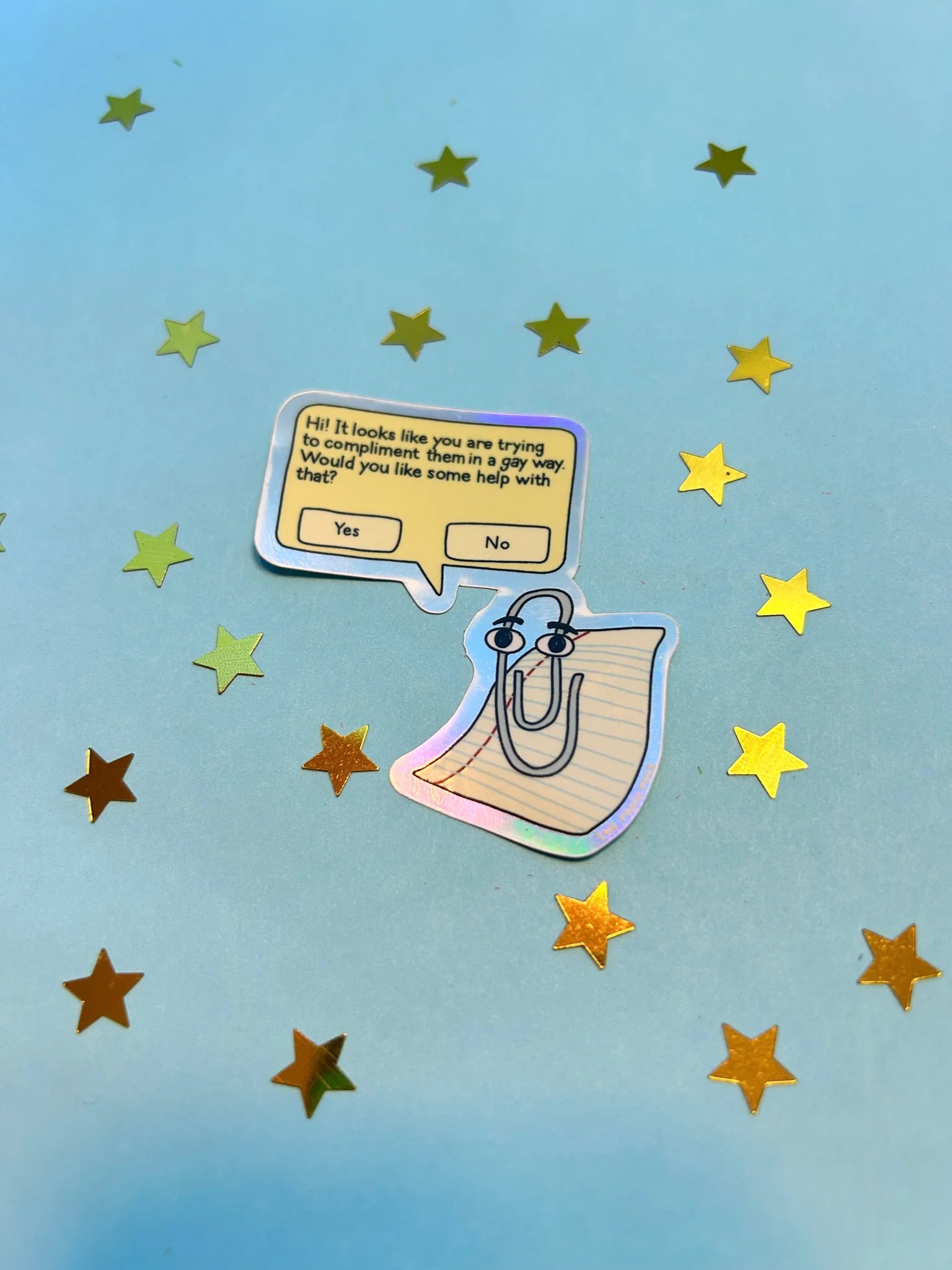 Gay Clippy Holographic Sticker - Image 3