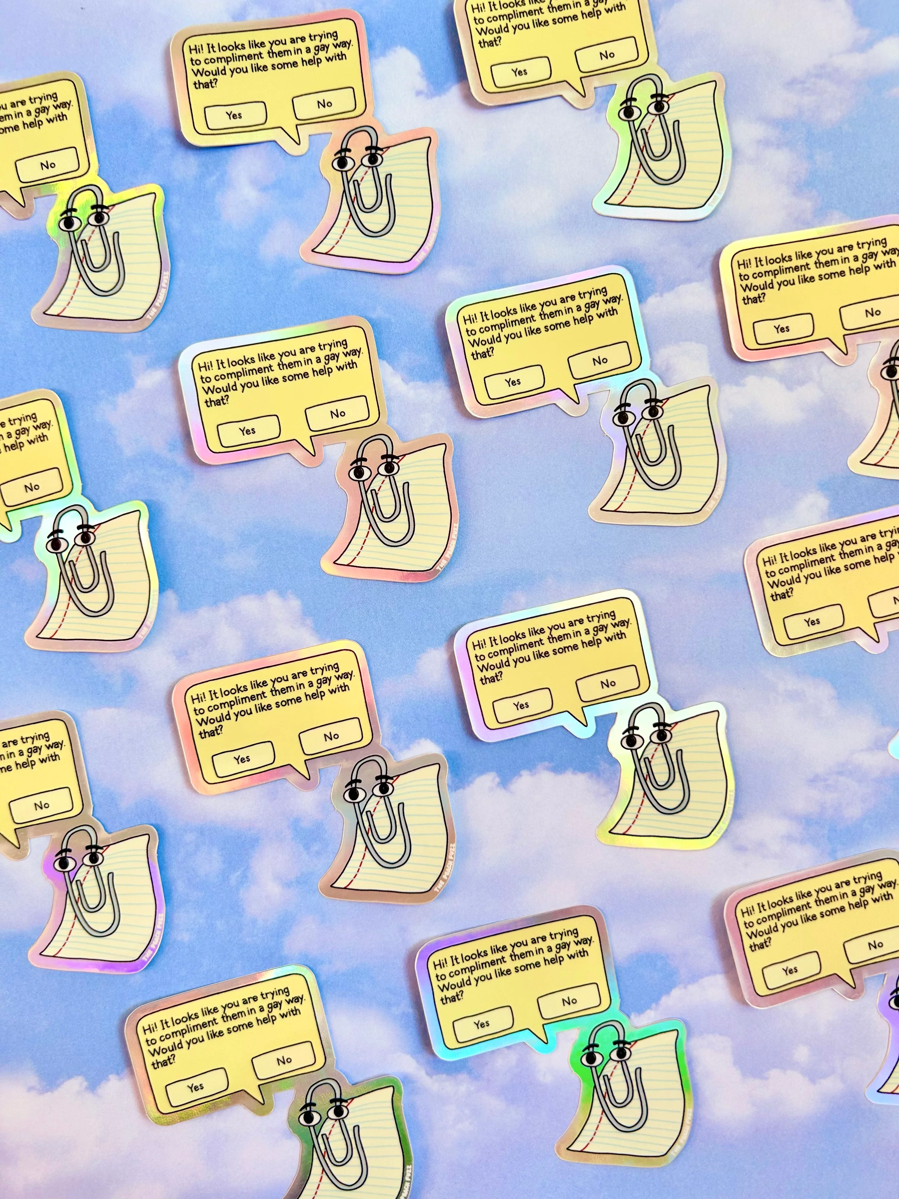 Gay Clippy Holographic Sticker - Image 5