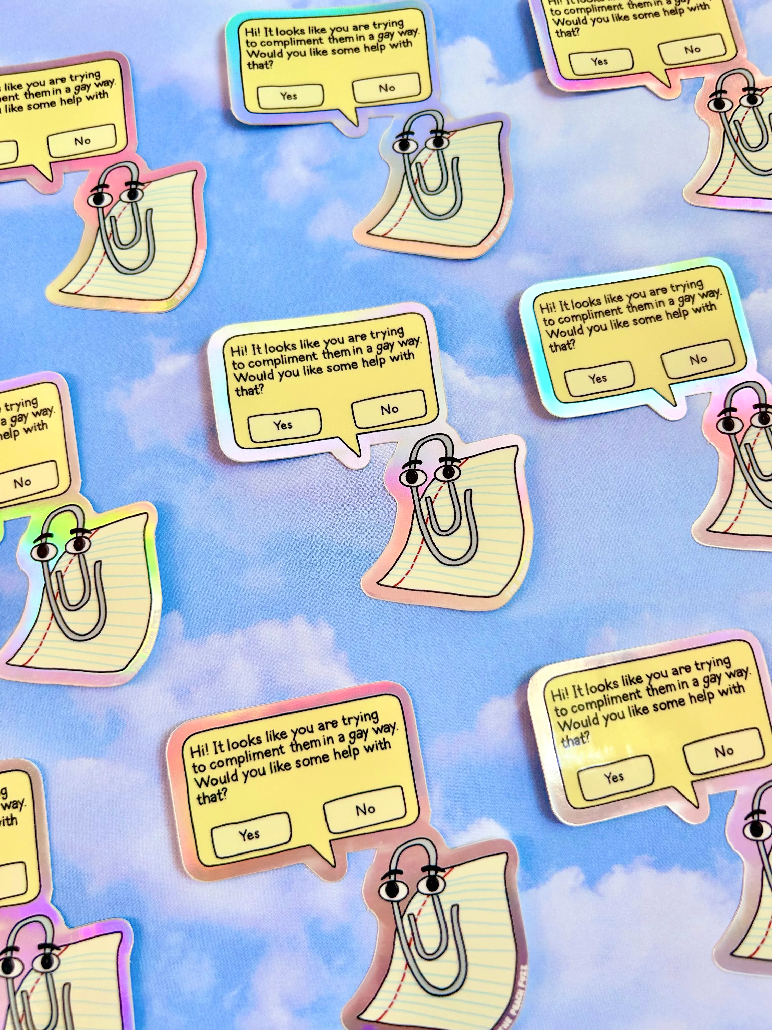 Gay Clippy Holographic Sticker - Image 6