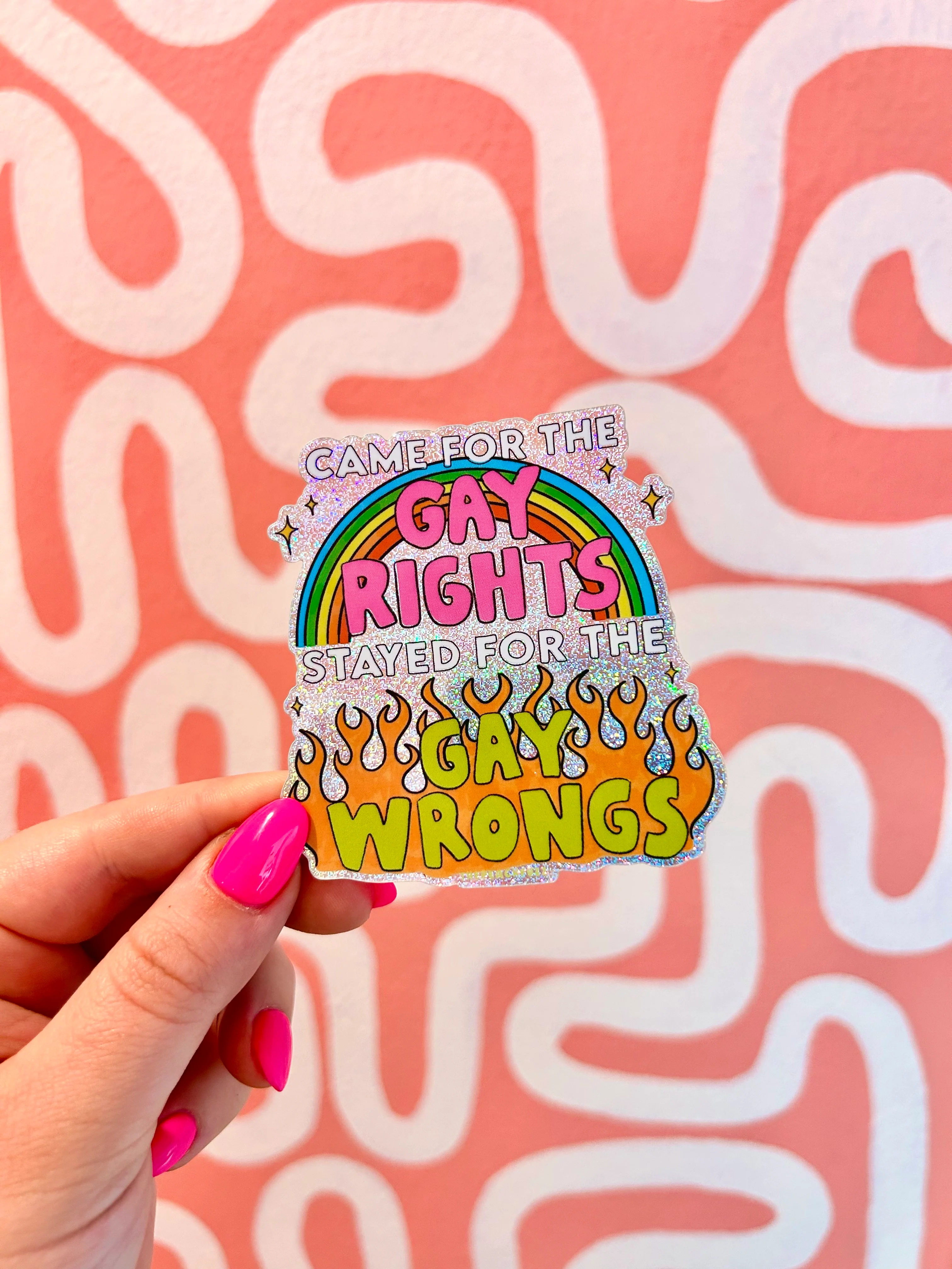 Gay Wrongs Glitter Sticker - Image 2