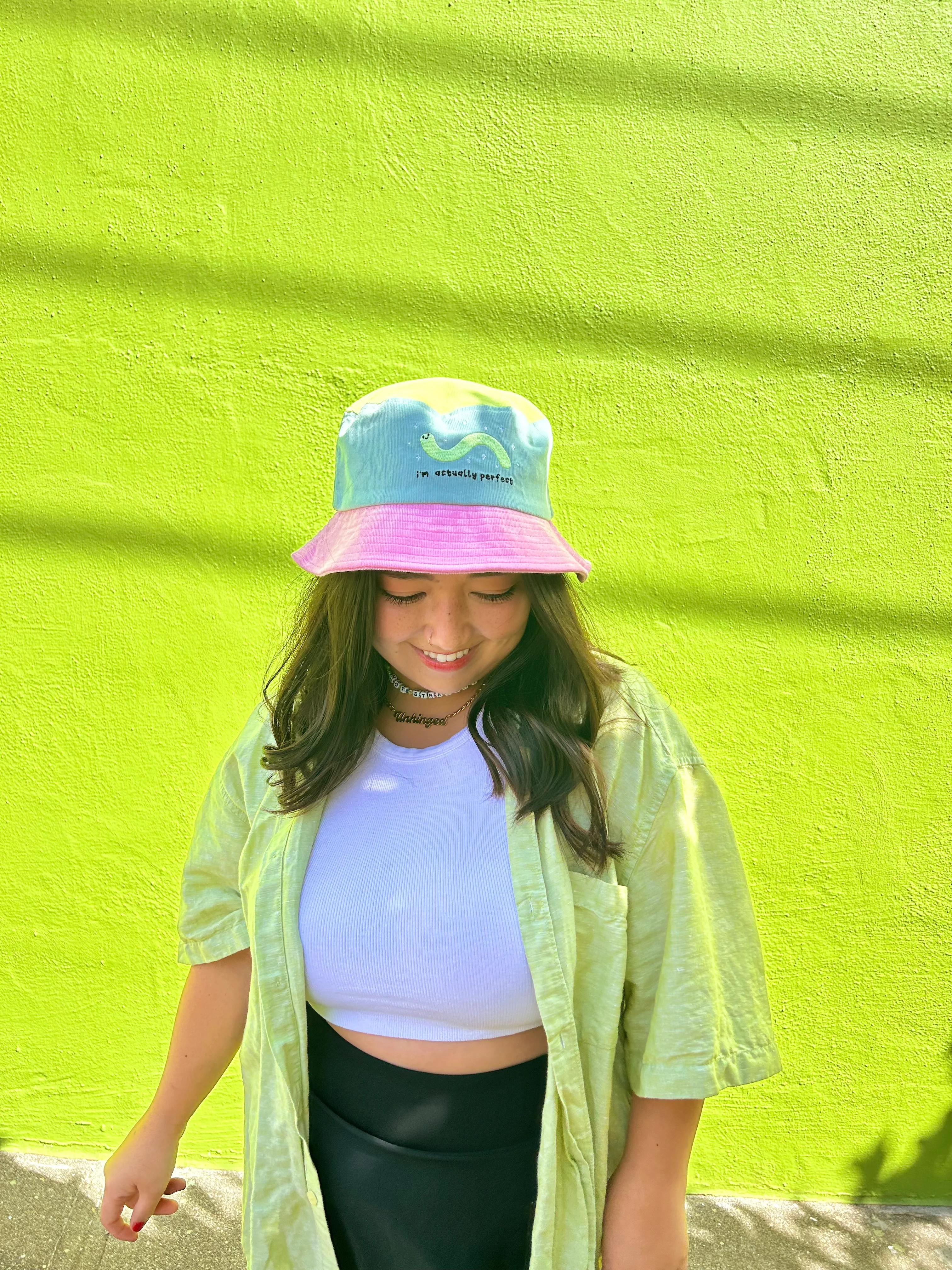I’m Actually Perfect Color Block Bucket Hat - Image 15