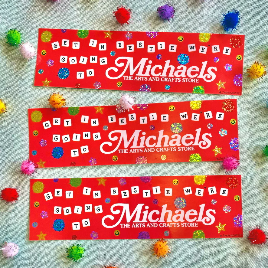 Michaels Run Bestie Glitter Bumper Sticker - Image 3