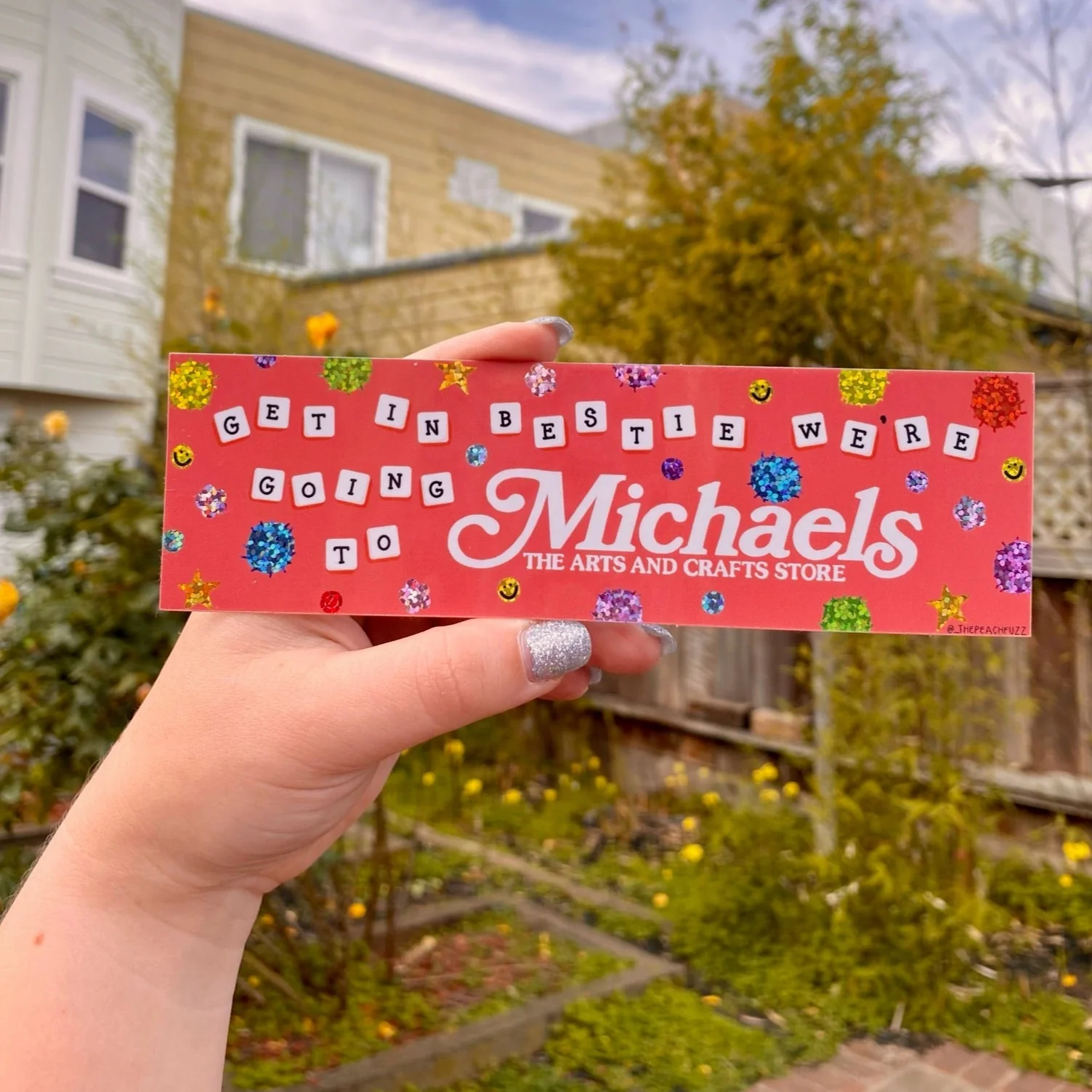 Michaels Run Bestie Glitter Bumper Sticker - Image 4