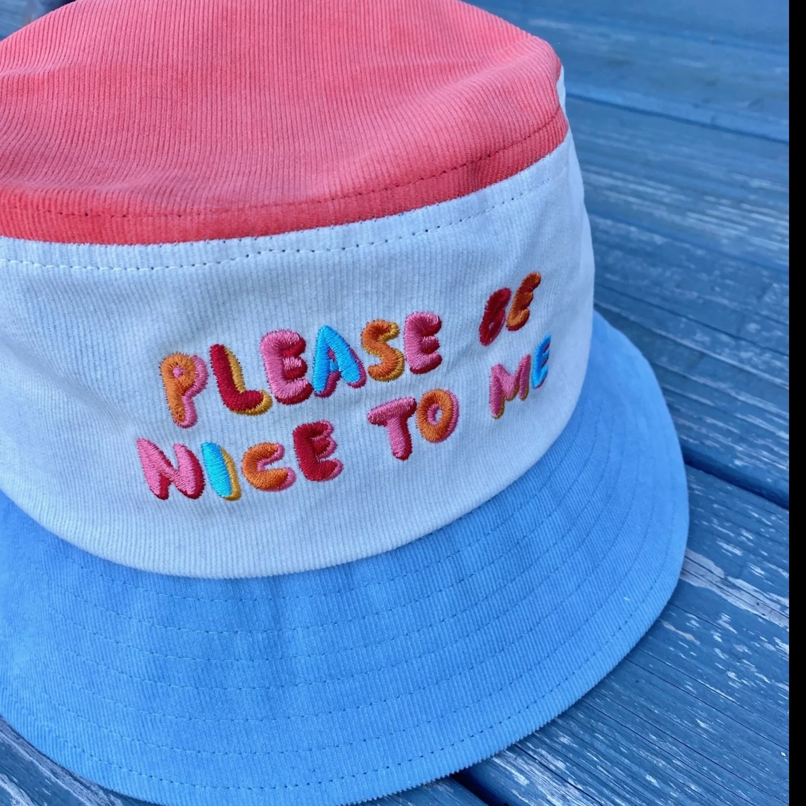 Please Be Nice To Me Color Block Bucket Hat - Image 6