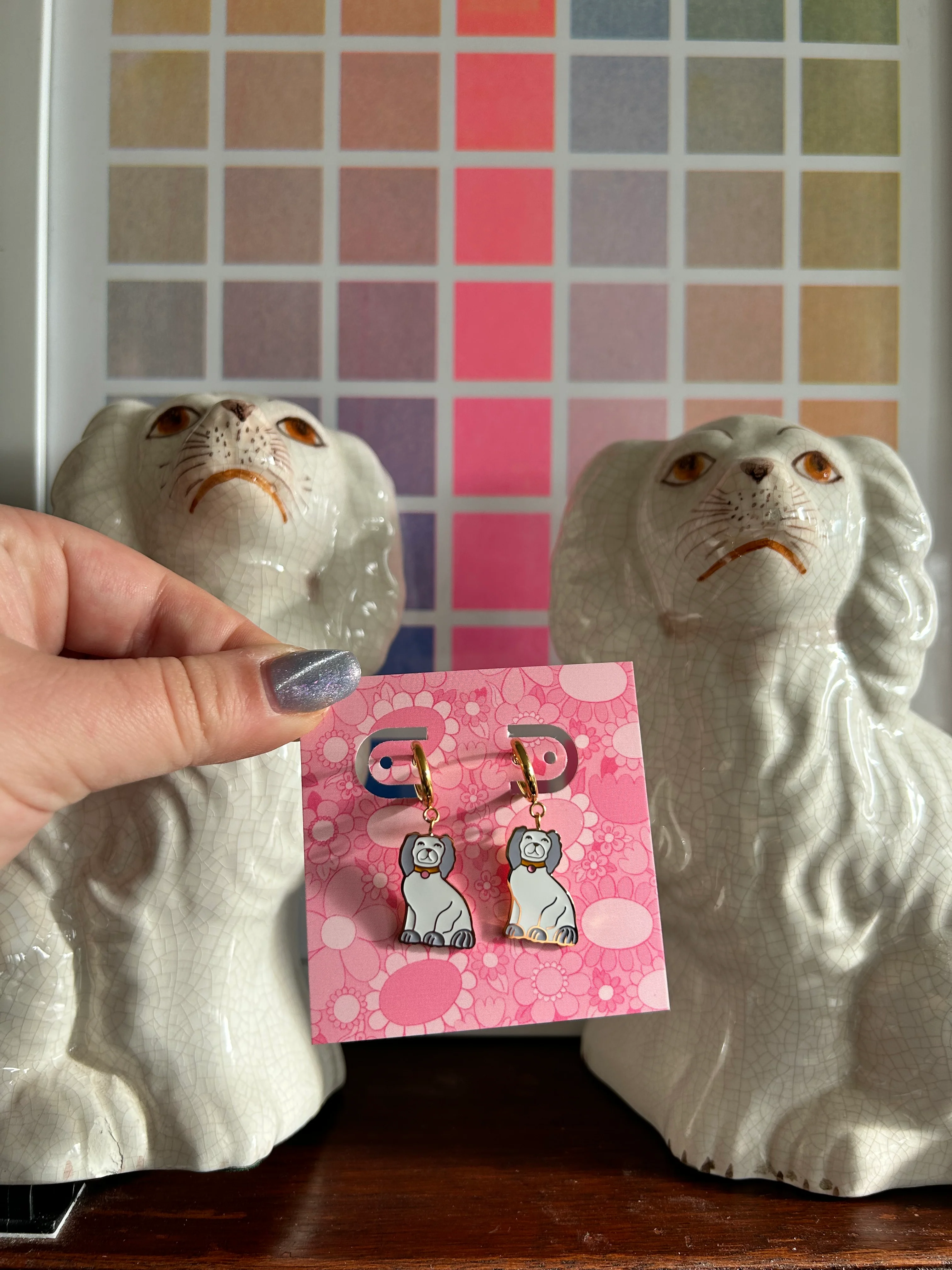 Staffordshire Dog Enamel Huggies - Image 3